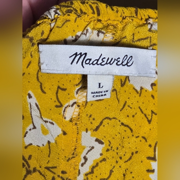 Madewell 100% Silk Floral One Shoulder Boho Ruffle Top, Large - Picture 2 of 3